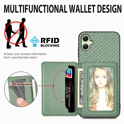 For Samsung Galaxy A06 Case RFID Blocking Card Holder Carbon Fiber Leather+PC+TPU Phone Cover