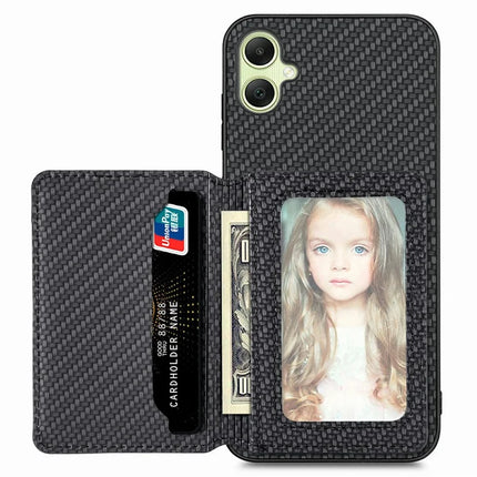 For Samsung Galaxy A06 Case RFID Blocking Card Holder Carbon Fiber Leather+PC+TPU Phone Cover