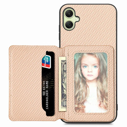 For Samsung Galaxy A06 Case RFID Blocking Card Holder Carbon Fiber Leather+PC+TPU Phone Cover