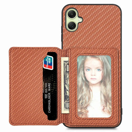 For Samsung Galaxy A06 Case RFID Blocking Card Holder Carbon Fiber Leather+PC+TPU Phone Cover