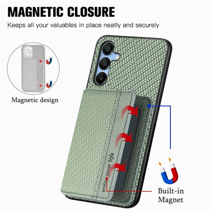 For Samsung Galaxy A16 4G / 5G Case RFID Blocking Card Holder Carbon Fiber Leather+PC+TPU Phone Cover