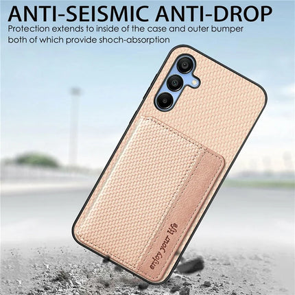 For Samsung Galaxy A16 4G / 5G Case RFID Blocking Card Holder Carbon Fiber Leather+PC+TPU Phone Cover