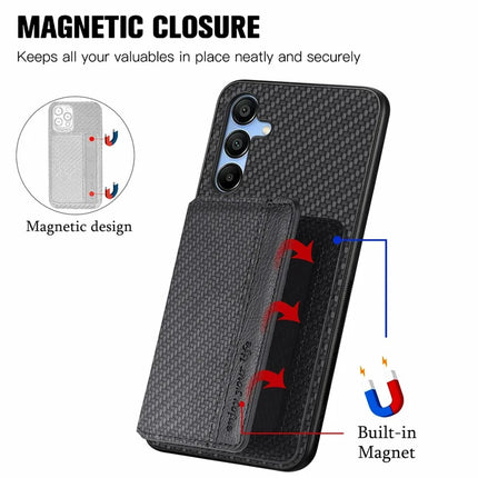 For Samsung Galaxy A16 4G / 5G Case RFID Blocking Card Holder Carbon Fiber Leather+PC+TPU Phone Cover