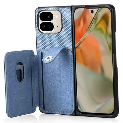 For Google Pixel 9 Pro Fold 5G Case Card Holder Leather Back Cover with Card Knife