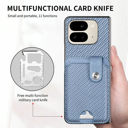 For Google Pixel 9 Pro Fold 5G Case Card Holder Leather Back Cover with Card Knife