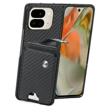 For Google Pixel 9 Pro Fold 5G Case Card Holder Leather Back Cover with Card Knife