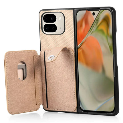 For Google Pixel 9 Pro Fold 5G Case Card Holder Leather Back Cover with Card Knife