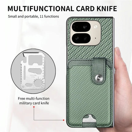 For Google Pixel 9 Pro Fold 5G Case Card Holder Leather Back Cover with Card Knife