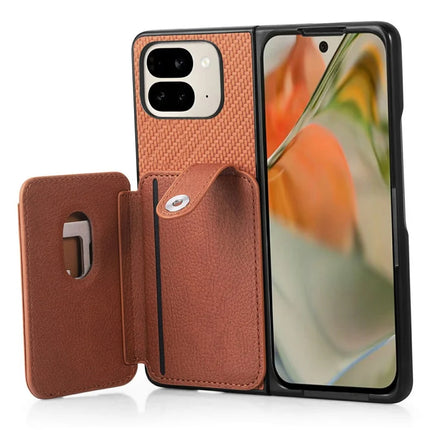 For Google Pixel 9 Pro Fold 5G Case Card Holder Leather Back Cover with Card Knife