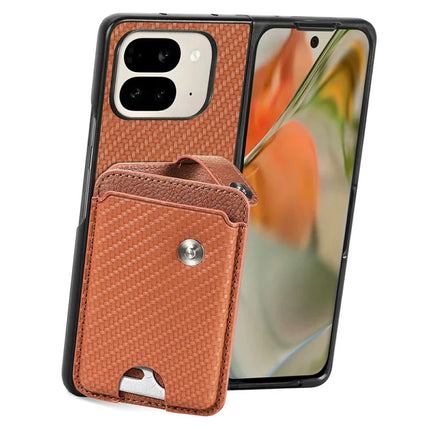 For Google Pixel 9 Pro Fold 5G Case Card Holder Leather Back Cover with Card Knife