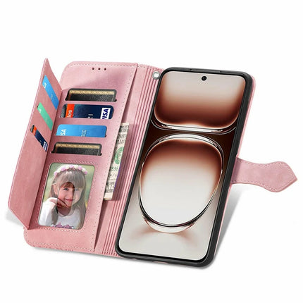 For Oppo A3x 5G Zipper Wallet Case Flower Imprint PU Leather Phone Cover with Strap