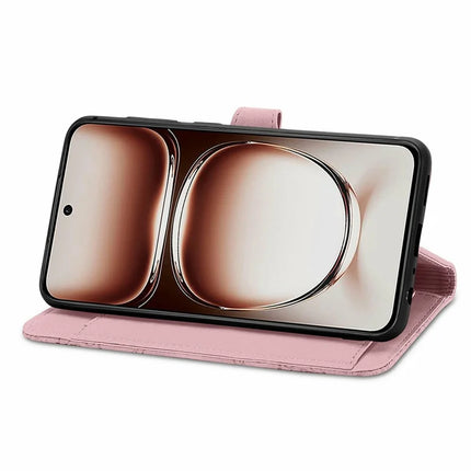 For Oppo A3x 5G Zipper Wallet Case Flower Imprint PU Leather Phone Cover with Strap