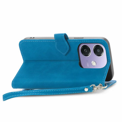 For Oppo A3x 5G Zipper Wallet Case Flower Imprint PU Leather Phone Cover with Strap