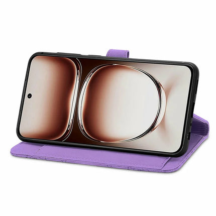 For Oppo A3x 5G Zipper Wallet Case Flower Imprint PU Leather Phone Cover with Strap