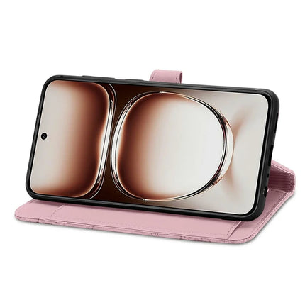 For Oppo F27 5G Zipper Wallet Case Flower Imprint PU Leather Phone Cover with Strap