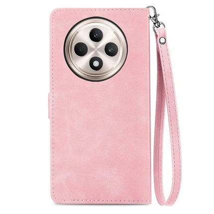 For Oppo F27 5G Zipper Wallet Case Flower Imprint PU Leather Phone Cover with Strap