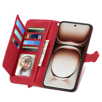 For Oppo F27 5G Zipper Wallet Case Flower Imprint PU Leather Phone Cover with Strap