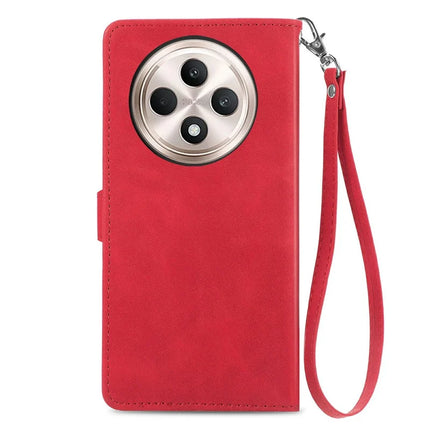 For Oppo F27 5G Zipper Wallet Case Flower Imprint PU Leather Phone Cover with Strap