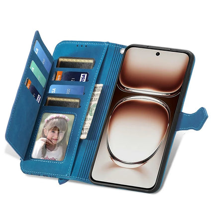 For Oppo F27 5G Zipper Wallet Case Flower Imprint PU Leather Phone Cover with Strap