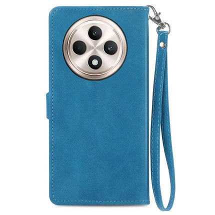 For Oppo F27 5G Zipper Wallet Case Flower Imprint PU Leather Phone Cover with Strap