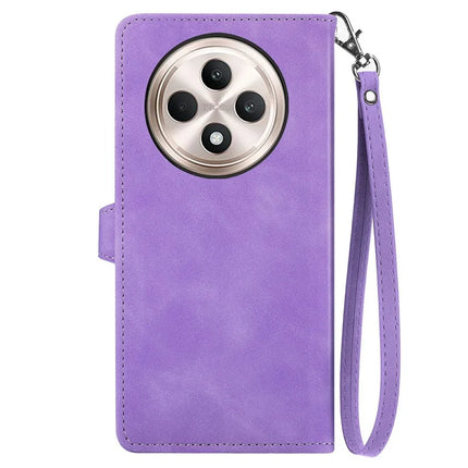 For Oppo F27 5G Zipper Wallet Case Flower Imprint PU Leather Phone Cover with Strap