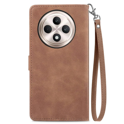 For Oppo F27 5G Zipper Wallet Case Flower Imprint PU Leather Phone Cover with Strap