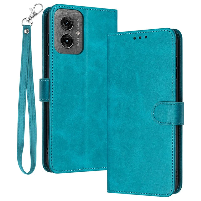 For Motorola Moto G55 5G Case Flip Stand PU Leather Wallet Phone Cover Calf Texture - Green