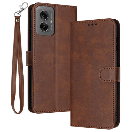 For Motorola Moto G55 5G Case Flip Stand PU Leather Wallet Phone Cover Calf Texture - Brown