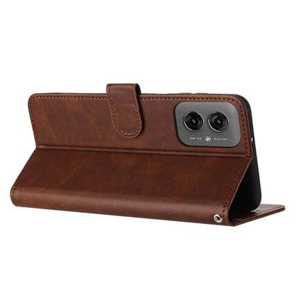 For Motorola Moto G55 5G Case Flip Stand PU Leather Wallet Phone Cover Calf Texture