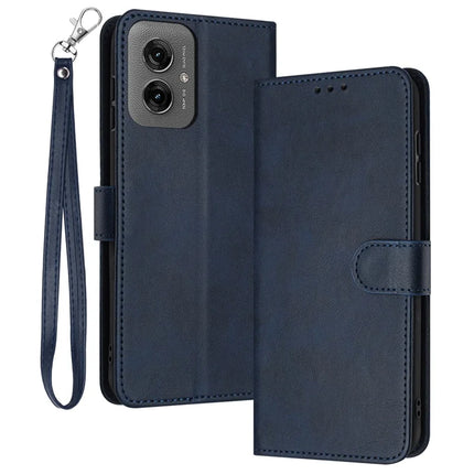 For Motorola Moto G55 5G Case Flip Stand PU Leather Wallet Phone Cover Calf Texture - Sapphire