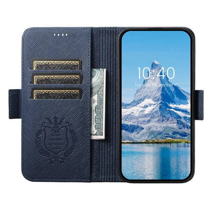 SUTENI J08 For iPhone 12 Pro Max Case Compatible with MagSafe Cross Texture Leather Wallet Phone Cover