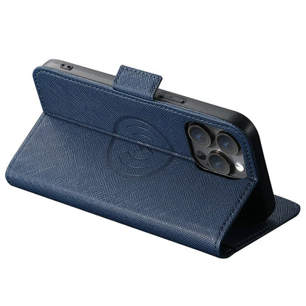 SUTENI J08 For iPhone 12 Pro Max Case Compatible with MagSafe Cross Texture Leather Wallet Phone Cover