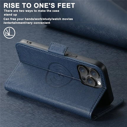SUTENI J08 For iPhone 12 Pro Max Case Compatible with MagSafe Cross Texture Leather Wallet Phone Cover