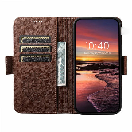 SUTENI J08 For iPhone 12 Pro Max Case Compatible with MagSafe Cross Texture Leather Wallet Phone Cover