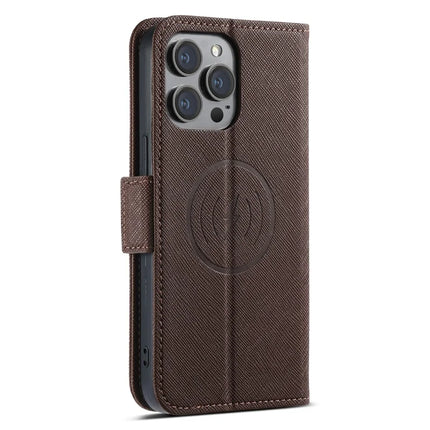 SUTENI J08 For iPhone 12 Pro Max Case Compatible with MagSafe Cross Texture Leather Wallet Phone Cover
