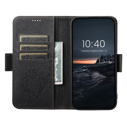 SUTENI J08 For iPhone 12 Pro Max Case Compatible with MagSafe Cross Texture Leather Wallet Phone Cover