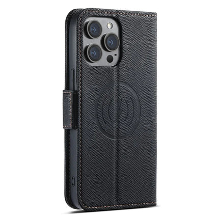 SUTENI J08 For iPhone 12 Pro Max Case Compatible with MagSafe Cross Texture Leather Wallet Phone Cover