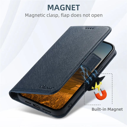 SUTENI J08 For iPhone 13 Pro Max Case Compatible with MagSafe Cross Texture Leather Wallet Phone Cover