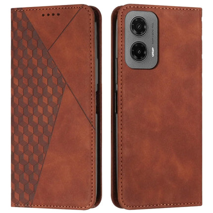 For Motorola Moto G35 5G Phone Cover Imprinted PU Leather Wallet Stand Case - Brown