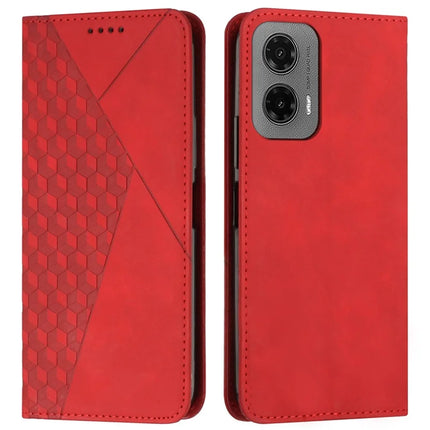 For Motorola Moto G35 5G Phone Cover Imprinted PU Leather Wallet Stand Case - Red
