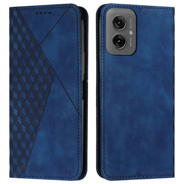 For Motorola Moto G55 5G Phone Cover Imprinted PU Leather Wallet Stand Case - Sapphire