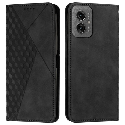 For Motorola Moto G55 5G Phone Cover Imprinted PU Leather Wallet Stand Case - Black