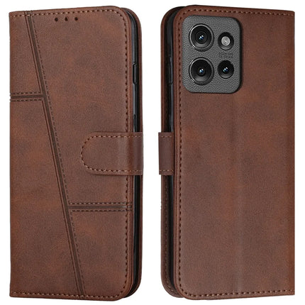 For Motorola Edge 50 5G Case Stand Flip Protective Leather Phone Cover - Brown