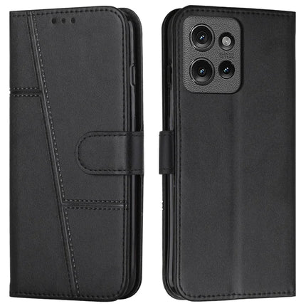 For Motorola Edge 50 5G Case Stand Flip Protective Leather Phone Cover - Black