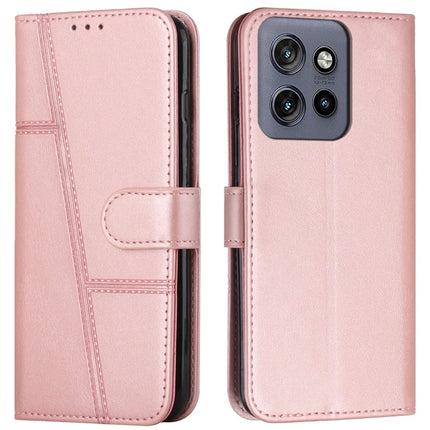 For Motorola Edge 50 Neo 5G / Moto S50 5G / Thinkphone 25 5G Case Stand Flip Protective Leather Phone Cover - Rose Gold