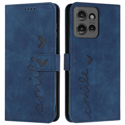 For Motorola Edge 50 5G Case Viewing Stand PU Leather Phone Cover Imprinted Pattern - Sapphire