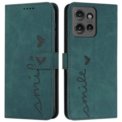 For Motorola Edge 50 5G Case Viewing Stand PU Leather Phone Cover Imprinted Pattern - Green