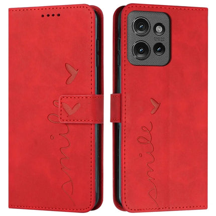 For Motorola Edge 50 5G Case Viewing Stand PU Leather Phone Cover Imprinted Pattern - Red