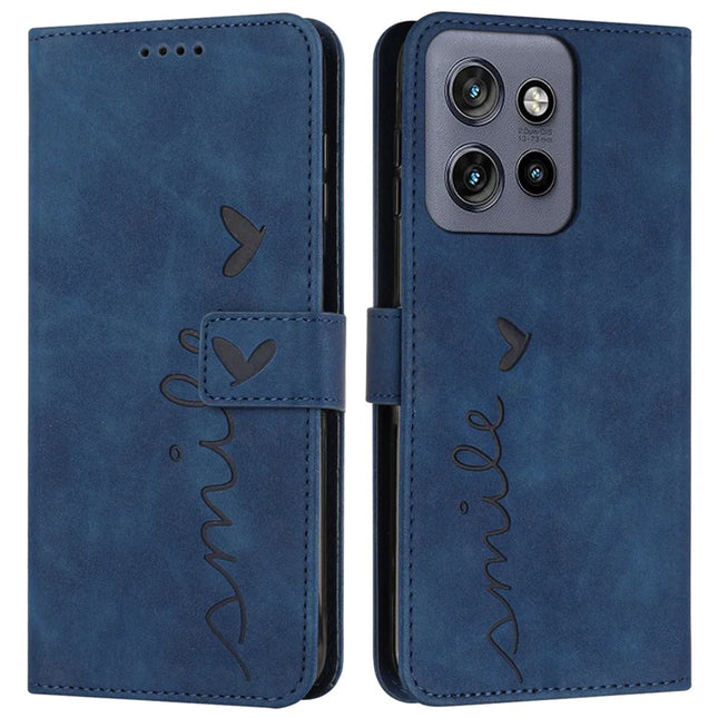 For Motorola Edge 50 Neo 5G / Moto S50 5G / Thinkphone 25 5G Case Viewing Stand PU Leather Phone Cover Imprinted Pattern - Sapphire
