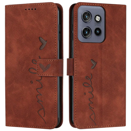 For Motorola Edge 50 Neo 5G / Moto S50 5G / Thinkphone 25 5G Case Viewing Stand PU Leather Phone Cover Imprinted Pattern - Brown